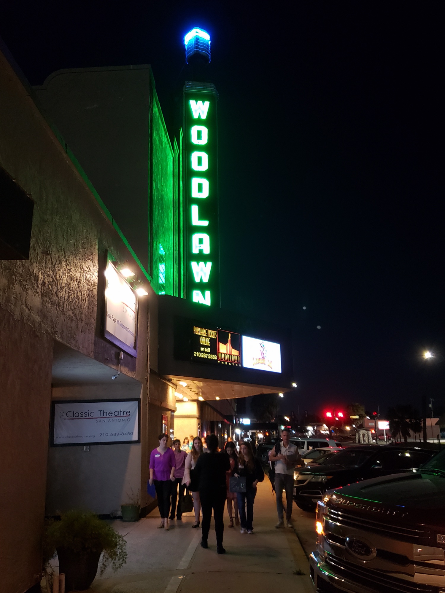 The Woodlawn marquee at night